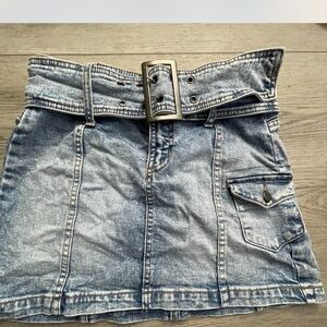 Wild Fable Light Blue Denim Mini Skirt with Belt